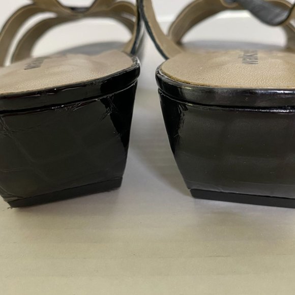 Walking Cradles Women’s 10WW Black Patent Leather Croc Slingback Sandals Resort - Picture 5 of 9